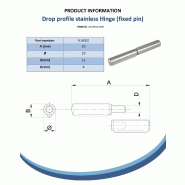 Charnière 60mm Profil de chute en acier inoxydable goupille fixe soudable_1