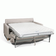 Canapé convertible scandinave 140cm - Matelas 16 cm - Système express - Sommier à lattes Renatonisi - Tissu tweed beige_1