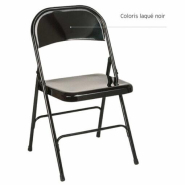 Chaise pliante Cindy neuf - acier laqué noir - économique, résistante et anti-feu_1