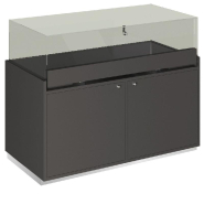 Comptoir T01 vitrine 4 Faces et MDF naturel+anthracite - 120x60x93cm_1
