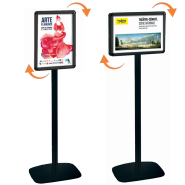 Porte-messages A3 simple-face - portrait ou paysage - pied 133 cm noir mat - Réf.214000NR - Black-Line® Cadro-Clic®_1