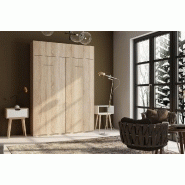 Armoire lit escamotable Dynamo - Chêne - Couchage 120x200 cm avec sommier à lattes_1
