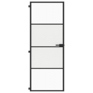 Vidaxl porte intérieure mince noir 76x201,5 cm verre trempé aluminium 155116_1