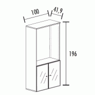 Armoire combiné portes en verre avec serrure sur cadre alu - 3 étagères - hauteur 196 cm So Madrid_1