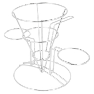 Panier à frites avec 2 pots à sauce en inox 10,8x15,24cm - par 12_1