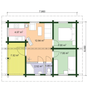 Camping cabin 2 en kit - Palmatin - cabane spacieuse avec terrasse, 2 chambres et 34,4m² de surface habitable_1