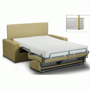 Canapé Belle Époque CanapExpress - Velours Jaune - Matelas Memory 22 cm - Tête de Lit Intégrée - Convertible 3 Places_1