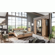 Lit style industriel Vernon 180 x 200 cm - Chêne poutre et graphite - Design contemporain et robuste_1