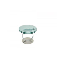Table basse NANO - plateaux pivotants en verre trempé et structure en acier chromé - design contemporain_1
