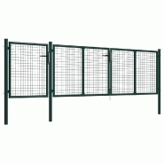 Vidaxl portail de jardin acier 400 x 100 cm vert 144311_1