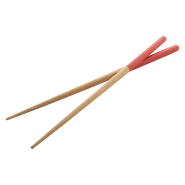 Baguettes en bambou - Set de 2 avec extrémités peintes - Couleur rouge - 16 gr_1