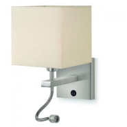 Applique murale GINA - ampoule E27, abat-jour carré, fixation en saillie, métal nickel satiné, liseuse flexible LED SMD_1