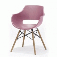 Lot de 4 chaises scandinave Remo - coque rouge mat - piétement en hêtre naturel - dimensions L60 x H85 x P54 cm_1