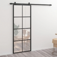Vidaxl porte coulissante quincaillerie aluminium et verre esg 76x205cm 3056796_1