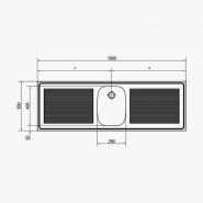 C3704 - Plonge professionnelle à poser - Ecce Gusto - cuve centrale 290x400x240mm - 2 égouttoirs 595mm_1
