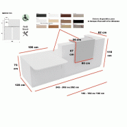 Banque d'accueil Delta Plus avec PMR et réhausse - Mobel Linea - 242, Blanc mat, Droite, Noir, Non_1