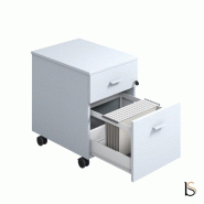 Caisson mobile Torino - Blanc, 2 tiroirs, Oui_1