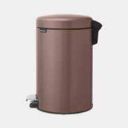 Poubelle à pédale NewIcon 12 litres - Satin Taupe - Brabantia - Petite taille, pédale en acier inoxydable, couvercle anti-odeurs et système anti-basculement_1