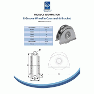 Roue à gorge ronde de 120 mm Rainure de 20,5 mm dans un support à tête fraisée_1