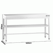 Table Inox de Travail Centrale Premium avec Etagère et Renfort - Profondeur 800 mm - 1600_1