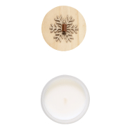 Bougie Noël - cire parfumée vanille - verre avec couvercle bois décor flocons - 325 gr_1