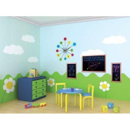 Ardoise murale cadre teck L.20xH.40cm - Résistante aux rayures et UV - Pour usage intérieur et extérieur_1