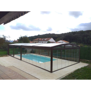 Abri piscine haut propre et transparent - GALAXIAS - Portes coulissantes vitrées et structure aluminium haute qualité_1