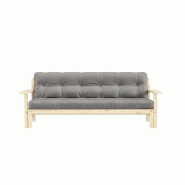 Canapé convertible futon UNWIND - Pin naturel - Coloris gris - Couchage 130 x 190 cm - Style scandinave_1
