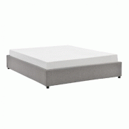 Lit coffre Dorres 140x190 cm - sommier relevable avec grand rangement - revêtement tissu gris clair_1