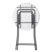 Table cocktail pliante de réception Hdpe ronde Nimes Ø80x110cm - blanche_1
