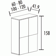 Armoire de rangement 4 portes fermeture à poussoir hauteur 158 cm (4 largeurs au choix) So Madrid_1
