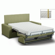 Canapé lit 4 places express Renatonisi - Lattes - 160 cm - Matelas 16 cm - Tête de lit intégrée - Tweed vert_1