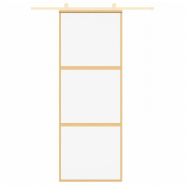 Vidaxl porte coulissante doré 76x205 cm verre esg clair et aluminium 155148_1
