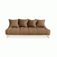 Canapé convertible futon Senza en pin naturel - Coloris mocca - Couchage 90 x 200 cm - Design minimaliste Karup_1