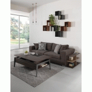 Table basse relevable en noyer foncé Brighton 2 - piètement gris ardoise 110x70cm avec rangement intégré_1