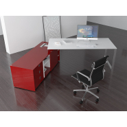 Bureau de direction sur crédence avec plateau en bois mélaminé laqué de 1.8 cm d'épaisseur - EZRA_1