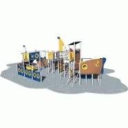 Structure pour aire de jeux en inox - 4 tours et étrave - Gamme Cargo - Réf: bi5b_1