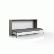 Lit escamotable horizontal Vanier - Décor chêne, façade blanche - Couchage 90 x 200 cm_1