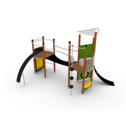 Structure multi-jeux 5-12 ans - UniPlay Lavon - 8071464 - Poteaux bois, panneaux bois, fondation à enterrer - Hags_1