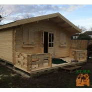 Chalet en bois plain-pied murier 20 / madrier 44 mm / 19.82 m² / en kit / toit double pente_1