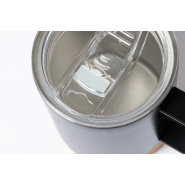 Mug thermos isotherme double paroi en acier inoxydable - 330 ml - avec couvercle et base en liège naturel_1