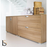 Armoire mixte avec classement pour dossiers suspendus - Mobel Linea - Acacia foncé_1