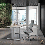 Bureau d'angle Idea Tube - Quadrifoglio - Blanc, Noyer canaletto, 180 x 180 cm_0