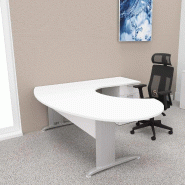Bureau ergonomique et caisson intégré Sigma - Mobel Linea - 200, Blanc, Blanc, Droite, 3 tiroirs_0