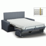 Canapé-lit convertible 3 places Opera - Ouverture express - Matelas 16 cm haute résilience - Tête de lit intégrée - Tweed bleu_1