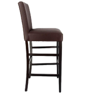 Chaise de bar d'intérieur Séville en bois tapissée d'un simili cuir chocolat_1