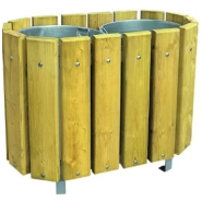 Corbeille Trèves Bi Flux - Pin du Nord traité autoclave classe IV - 2 x 48 ou 2 x 63 litres - avec ou sans couvercle_1