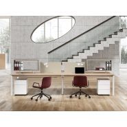 Bureau bench 4 personnes rialto avec niches et cloisonnettes frontales_1
