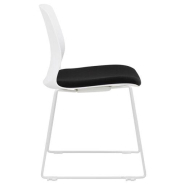 Chaise visiteur IRINA neuf - multi-usages, empilable et accrochable - piétement fil époxy blanc, tissu noir_1