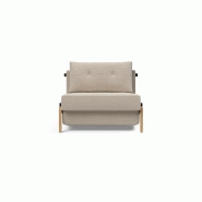 INNOVATION LIVING  FAUTEUIL DESIGN SOFABED CUBED 02 WOOD BLIDA SAND GREY CONVERTIBLE LIT 200*90 CM_1